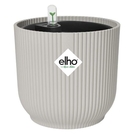 elho Vibes Fold Round Flower Pot with Self Watering Insert - 100% Recycled Plastic - Plant Pots Indoor - Ø 22 cm - White/Silky White