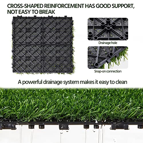Yaheetech Artificial Grass Turf Indoor Outdoor 27PCS 31 * 31cm Artificial Grass Emulation Plant Dog Trainning Simulation Grass Doormats Dirty Remove Antislip for Garden, Patio, Lawn, Balcony