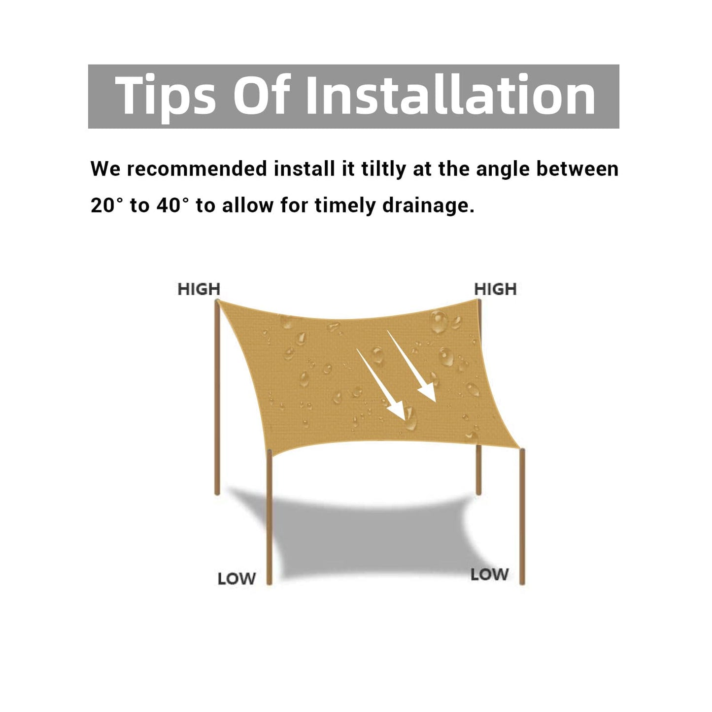 HOMPER 2x3 Sun Shade Sail Waterproof Rectangle(Sand), 95% UV Block Garden Sunscreen Awning Canopy with Free Rope, Breathable Patio Sail pergola for Outdoor Party