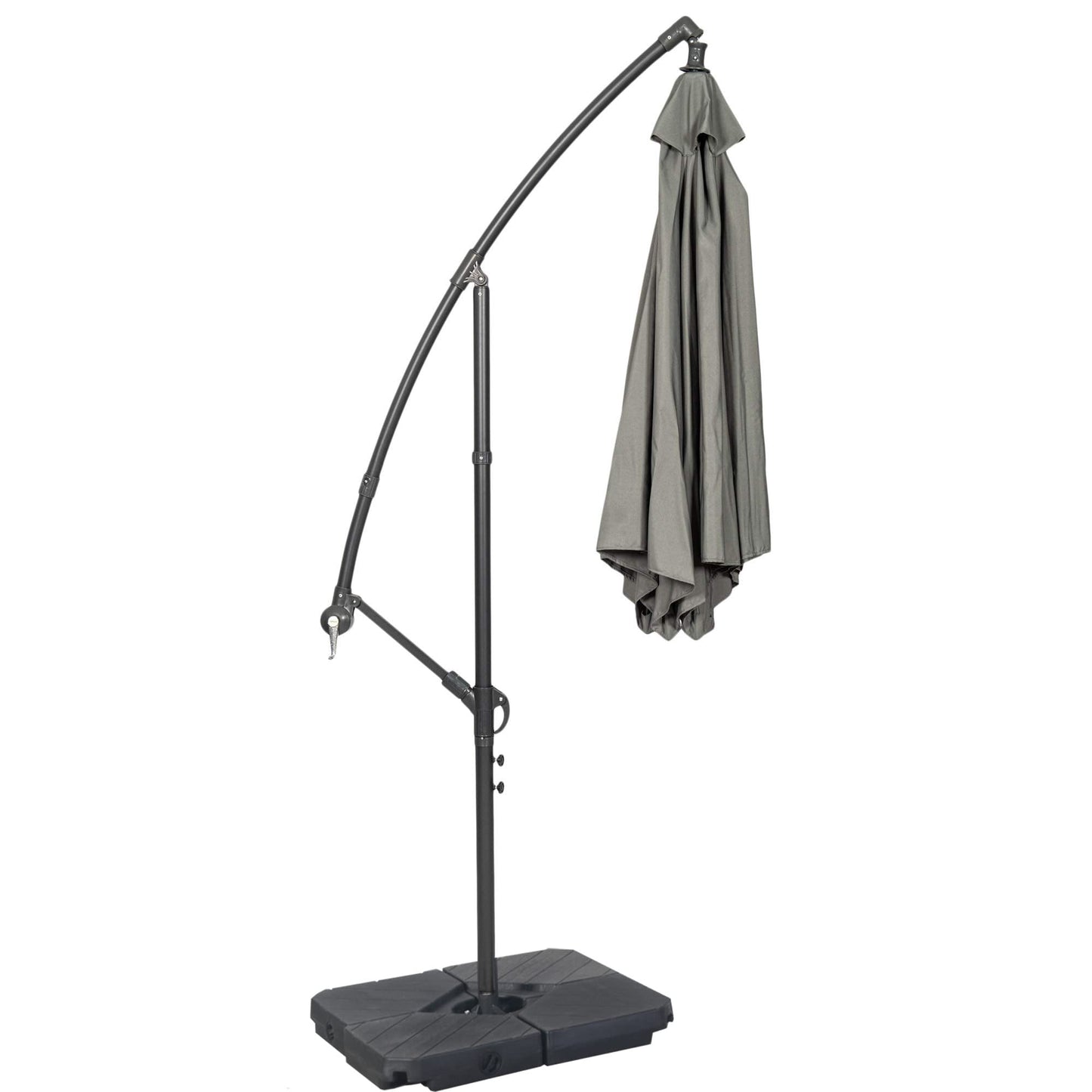 GardenCo 3m Cantilever Banana Parasol INCLUDES BASES & COVER - Hanging Parasol with Crank Handle - Outdoor Garden and Patio Sun Shade (Grey)