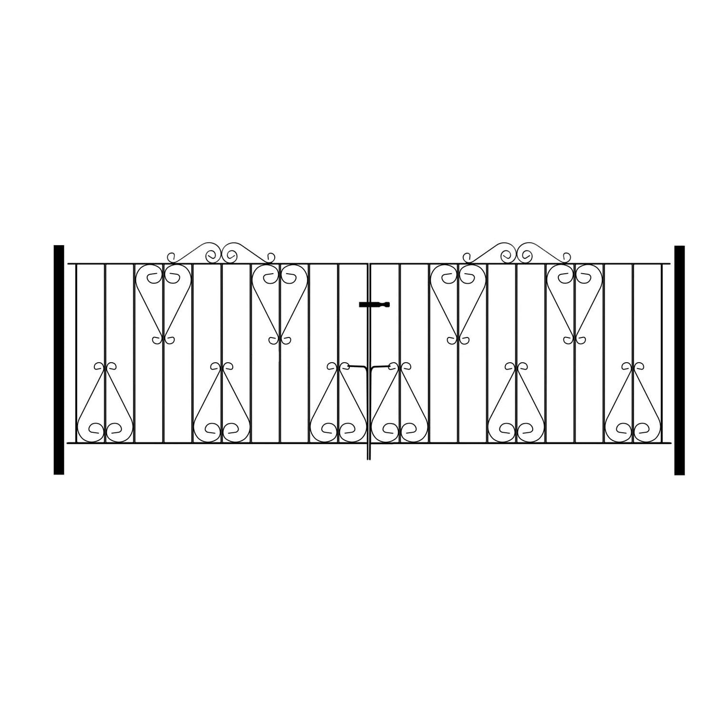 Classic Scroll Metal Garden Driveway Gates Galvanised Wrought Iron Style Gate (2743mm (9ft) Gap x 914mm High CDZP16)