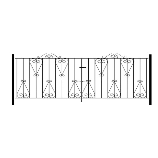 Classic Scroll Metal Garden Driveway Gates Galvanised Wrought Iron Style Gate (2743mm (9ft) Gap x 914mm High CDZP16)