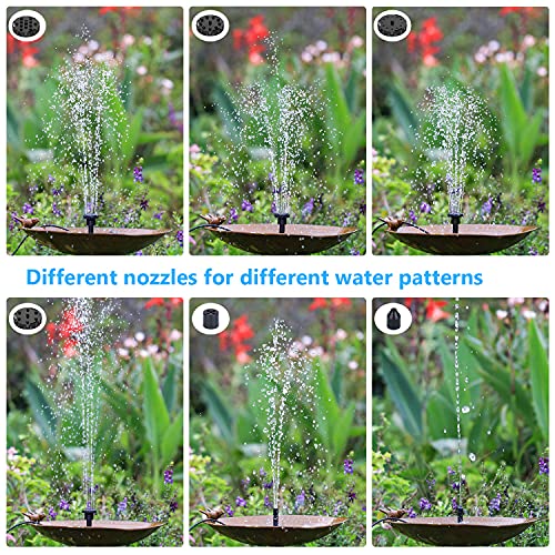 AISITIN Solar Fountain Pump, 2.5W Solar Powered Water Pump Solar Panel Kit Water Pump Submersible Pump Solar Powered Water Feature with 6 Nozzles and Transparent Hose for Pond,Fountain,BirdBath,Garden