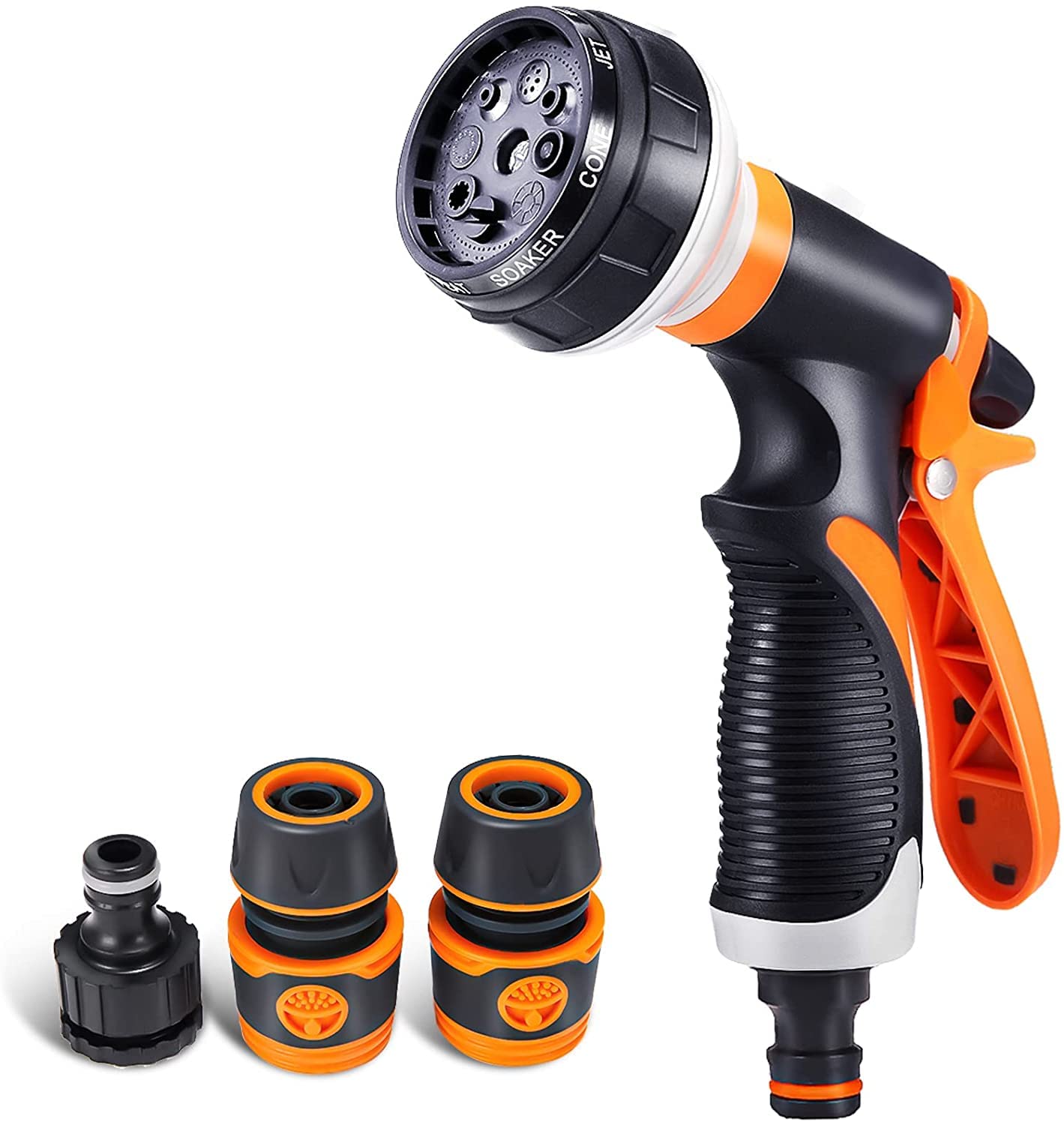 Cookey™ Hose Pipe Spray Gun, Garden Hose Spray Gun | 8 Adjustable Patterns | Hose Spray Gun, Hosepipe Spray Gun, Hose Head, Hose Attachments Included.