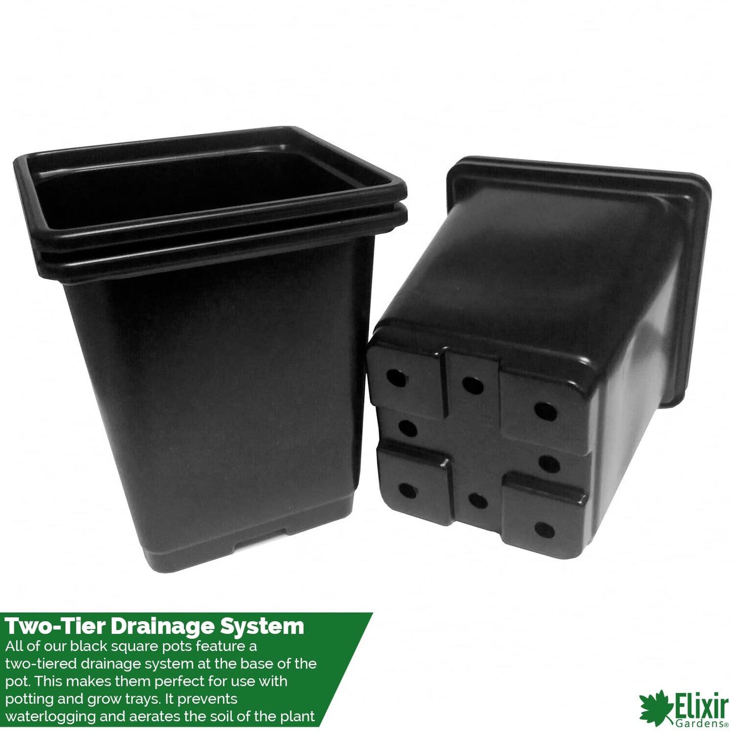 Elixir Gardens ® Square Plant Pot Recycled Plastic Plant Pots | 7cm x 7cm x 7cm | x 100