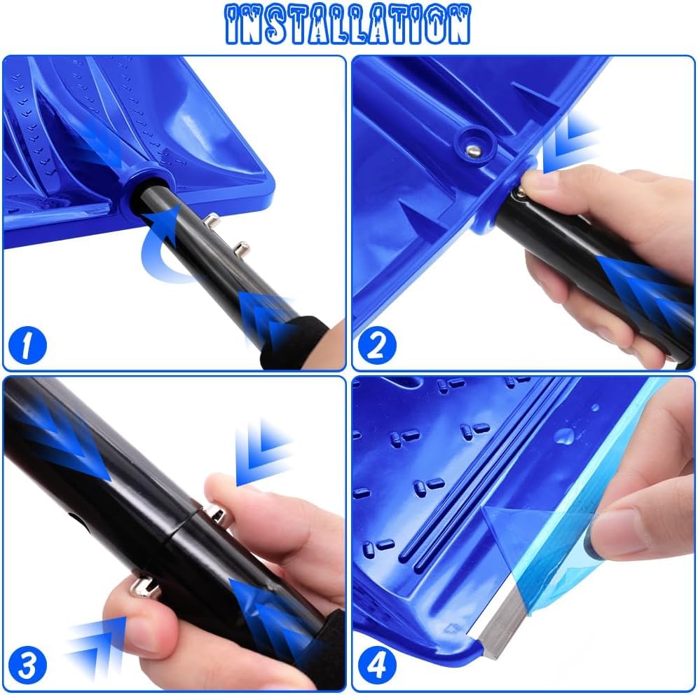 Snow Shovel,2025 New Upgrade Snow Shovels for Snow Removal, Lightweight Portable Adjustable Large Capacity Shovel Perfect for Garden, Camping, Snowman Playing and Emergency(BLUE)