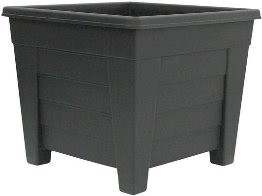 Thumbs 32cm Diameter Square Planter, Black | Large Plastic Plant Pot for Indoor House Plants & Outdoor Flowers | Herb Garden 28cm Tall Planter Box
