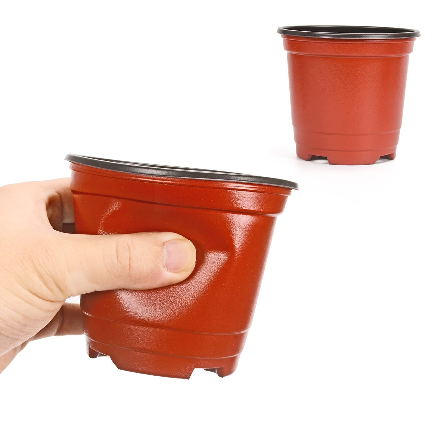 Atoke 50 Pack Thick Plastic Plant Pots,10cm Seed Starting Pot Flower Pot Plant Container for Seedlings,Vegetables,Succulents,Brown