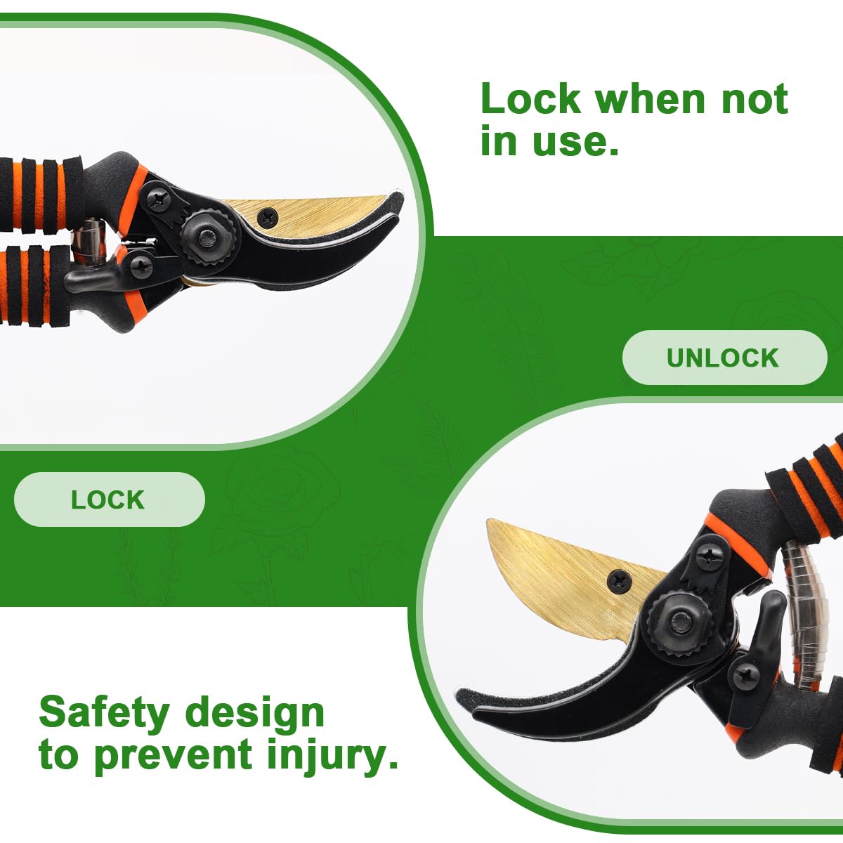 Professional Titanium Garden Secateurs, Gardening Pruning Shears, Garden Scissors, Bypass Secateurs, Garden Pruners Gift for Branches, Hedges and Flowers