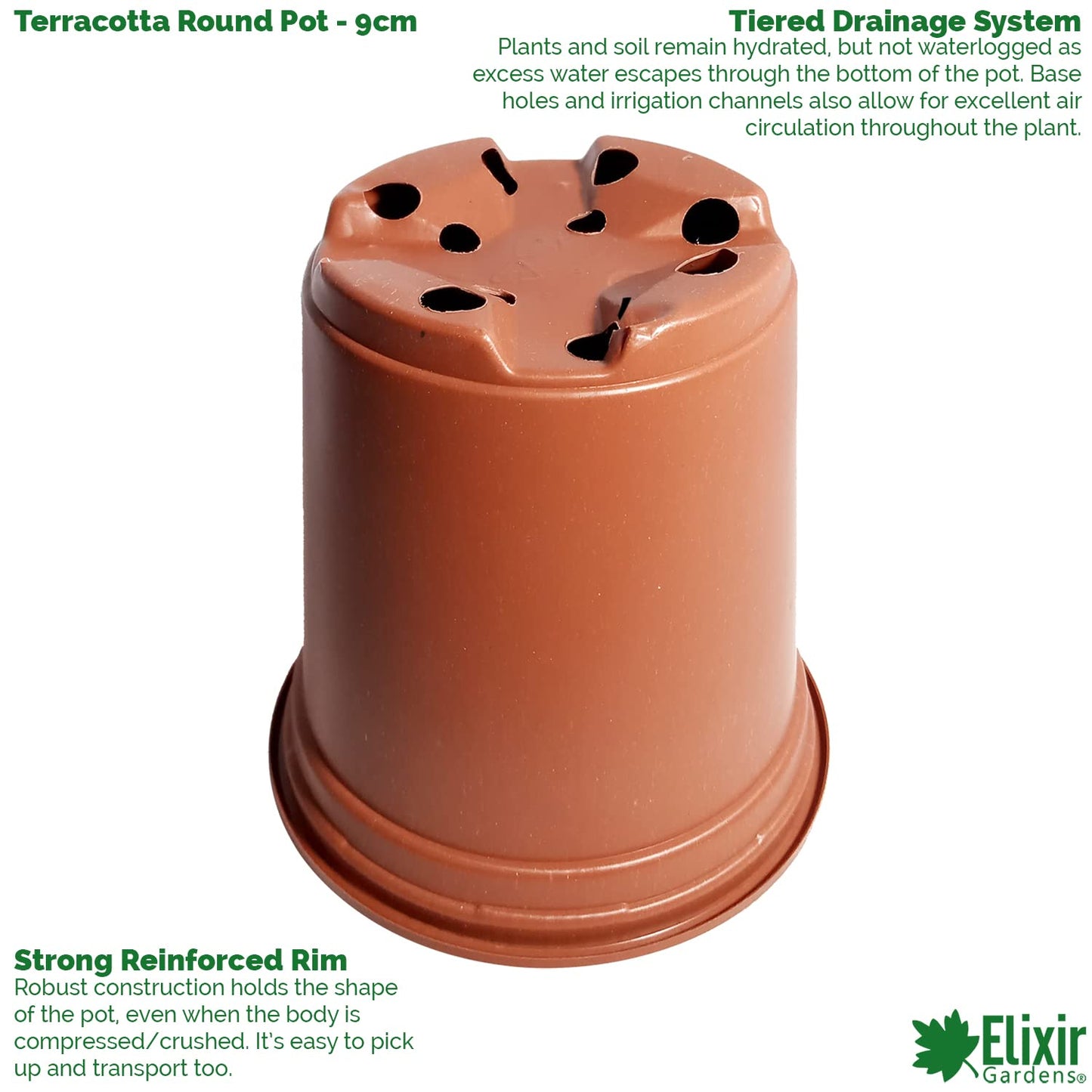 Elixir Gardens 9cm Thermoformed Seed Starting Seedling Terracotta Recycled Plastic Plant Pot/Flower Pots x 100…