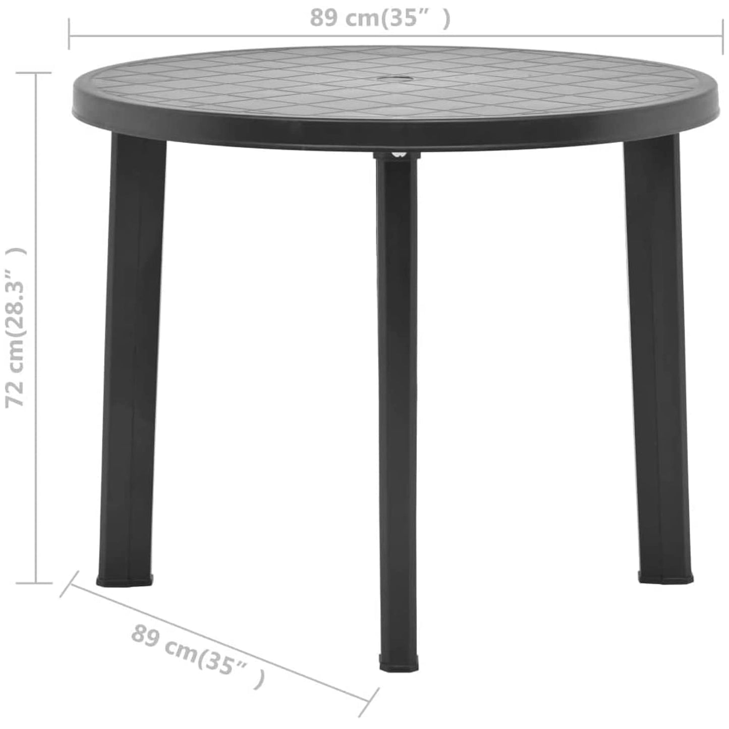 URBNLIVING 90cm Round Black Outdoor Bistro Drinks Table Plastic Garden Patio Dining Furniture Outdoor Side Table