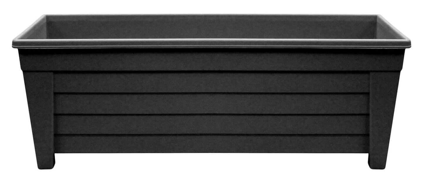 Muddy Hands Pack of 4-55cm Black Long Trough Plant Pot Plastic Planter Indoor Home Outdoor Garden Window Herb Flower Box