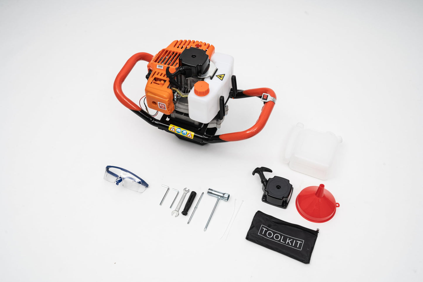 Levkitch 52cc ‎Petrol Auger Heavy Duty Fence Post Hole Diggers Kit with 3 Drill Bits Diameter 4"6" 8" Earth Augers Post Hole Borer Drilling Machine