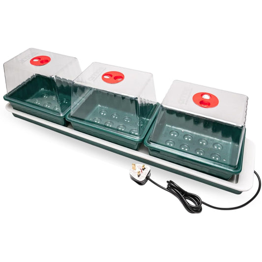 AMOS Eezy Grow Trio Propagator – Heated Electric Seed Starter for Faster Germination & Healthy Plant Growth Indoor Greenhouse with Humidity Control Ideal for Herbs, Flowers & Vegetables