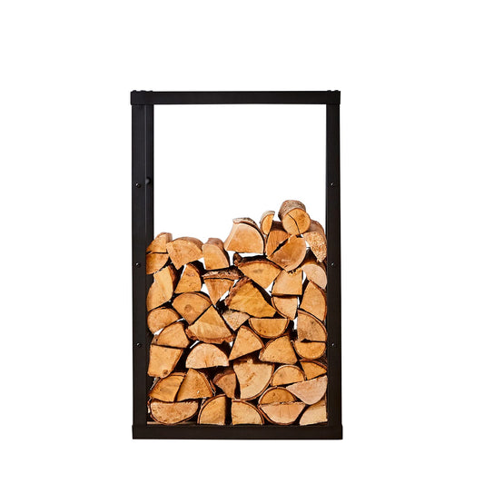 Neo Medium Black Firewood Log Rack Storage 100x60x25cm Holder Metal Shelf Stand Tall Steel