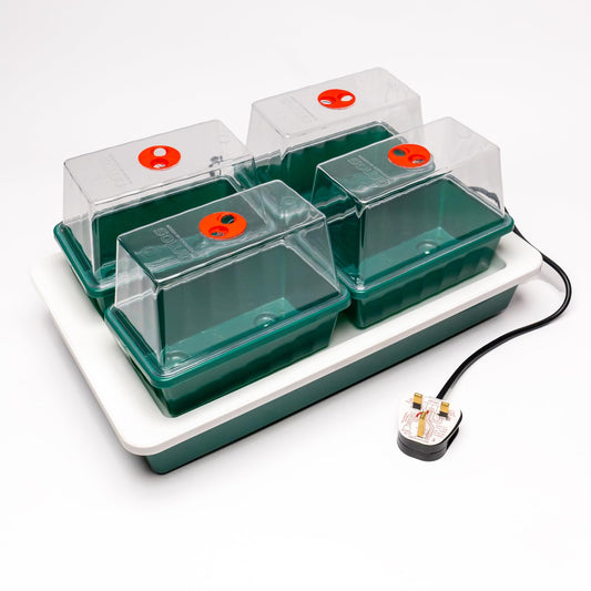 AMOS Eezy Grow 4 Propagator – Electric Heated Seed Starter for Faster Germination & Rooting Indoor Plant Growing Kit with Vented Lids Ideal for Seeds, Herbs & Cuttings