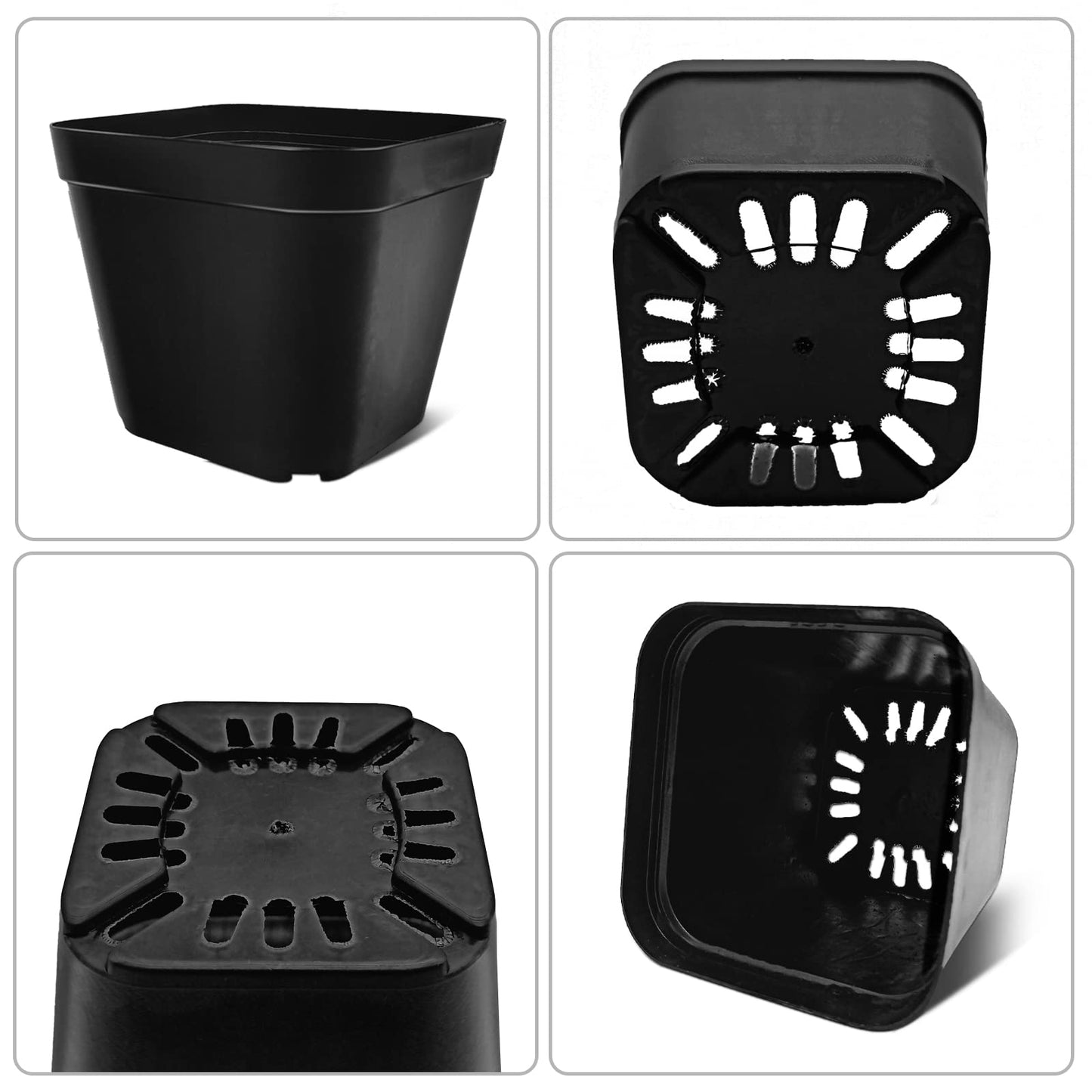 WAIZHIUA 50Pcs Plant Flower Pots 10cm Plastic Square Plant Nursery Pots Small Flower Plant Container for Succulent Fruit Vegetable Seedlings Transplanting