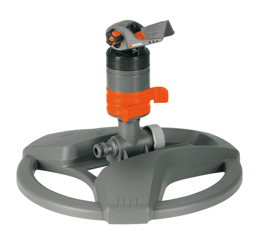 Gardena Comfort Turbo-Drive Sprinkler (on sledge): lawn sprinkler for irrigation of large surfaces up to 450 m², stepless range adjustment, integrated dirt filter (8143-20)