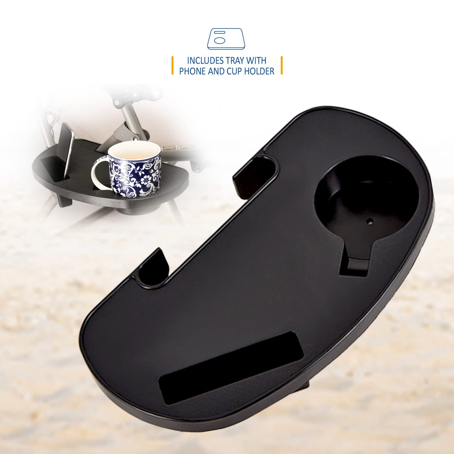 SUNMER Set of 2 Sun Lounger Garden Chairs With Cup And Phone Holder - Deck Folding Recliner Zero Gravity Outdoor Chair - Grey/Grey