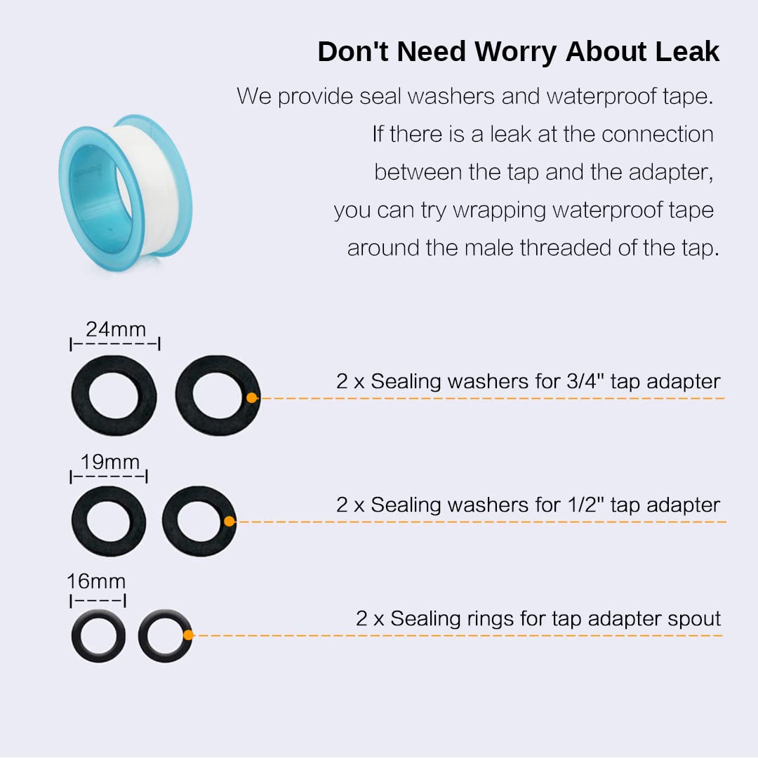 Garden Hose Connector for Hose Pipe, Outside Tap to Hose, Hose to Hose Connector Fittings Set - 6 Quick Connector for Hose, 2 Adapter Connector for Tap 3/4''&1/2'' 2 in 1, 2 Double Male Hose Connector