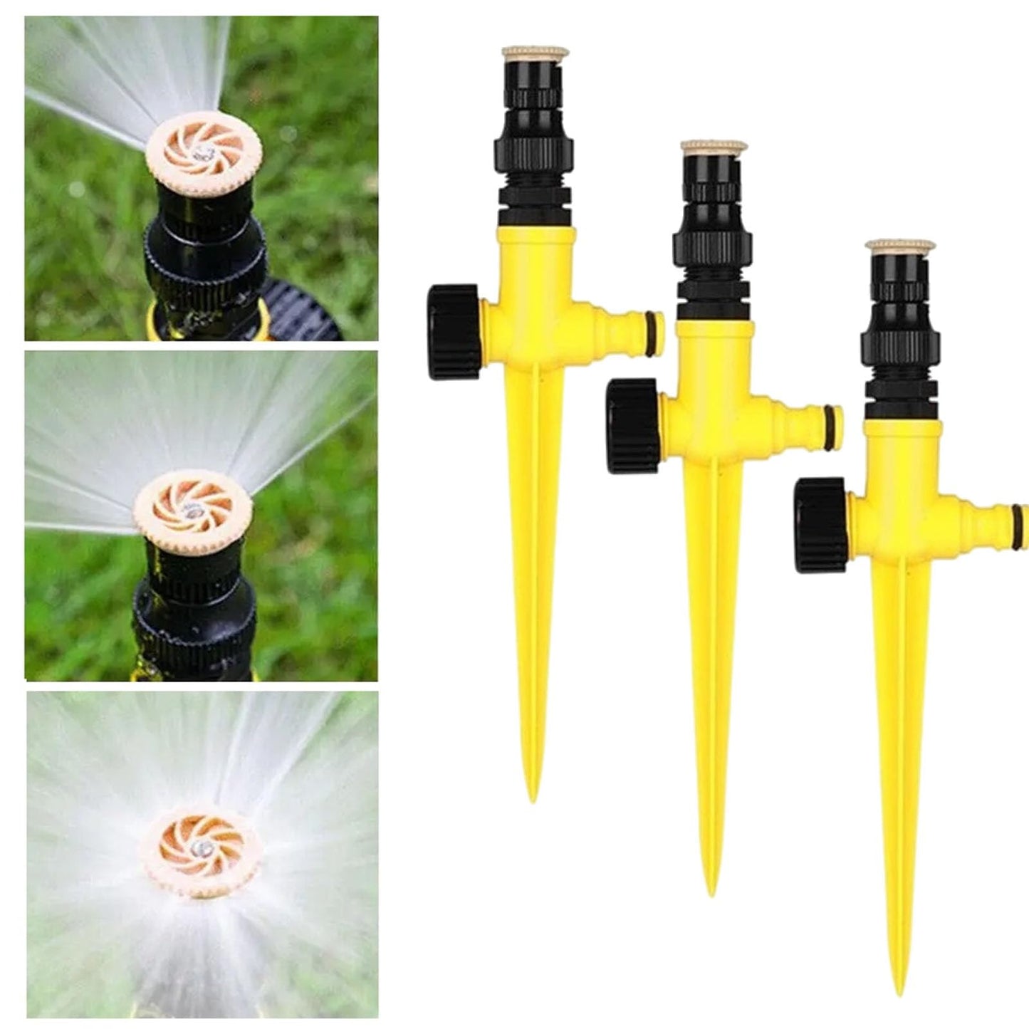 HMYCL Garden Sprinkler, 3PCS Automatic 360 Rotating Lawn Sprinkler Irrigation Sprayer System, Adjustable Lawn Water Sprinkler for Watering Plants Flowers Veggies Grass Lawn Plants