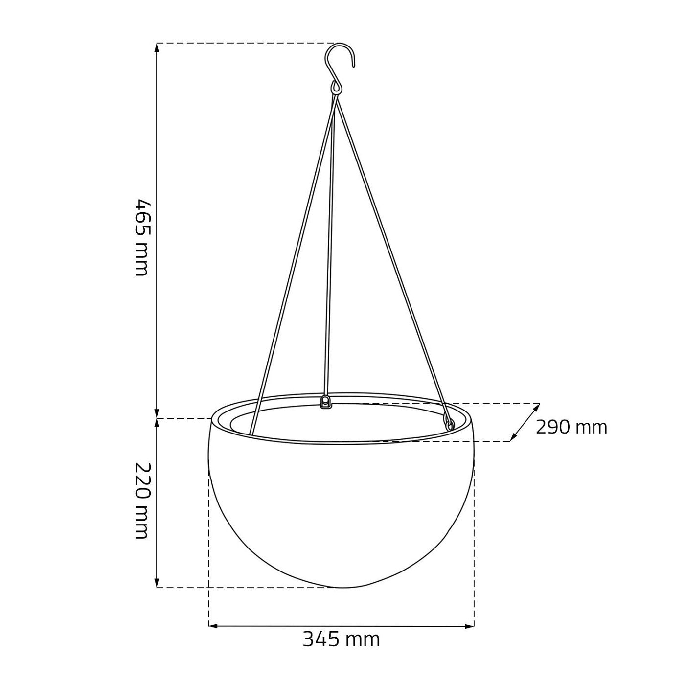 Keter - Hanging Sphere 3 Chain Planter, 8.6 Litres, Graphite,