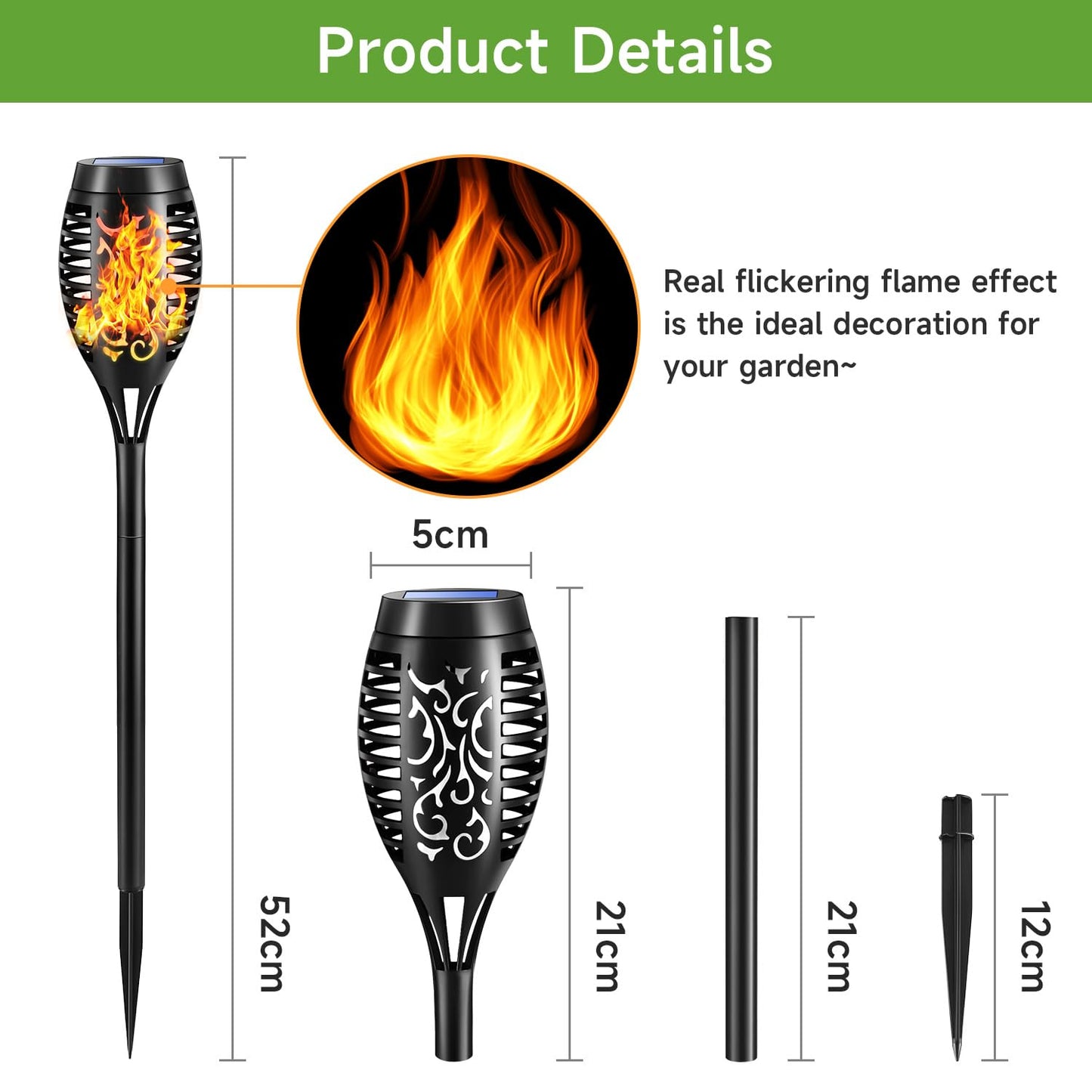 Solar Lights Outdoor, 4 Pack Auto On/Off Solar Garden Lights, IP65 Waterproof, Easy Installation