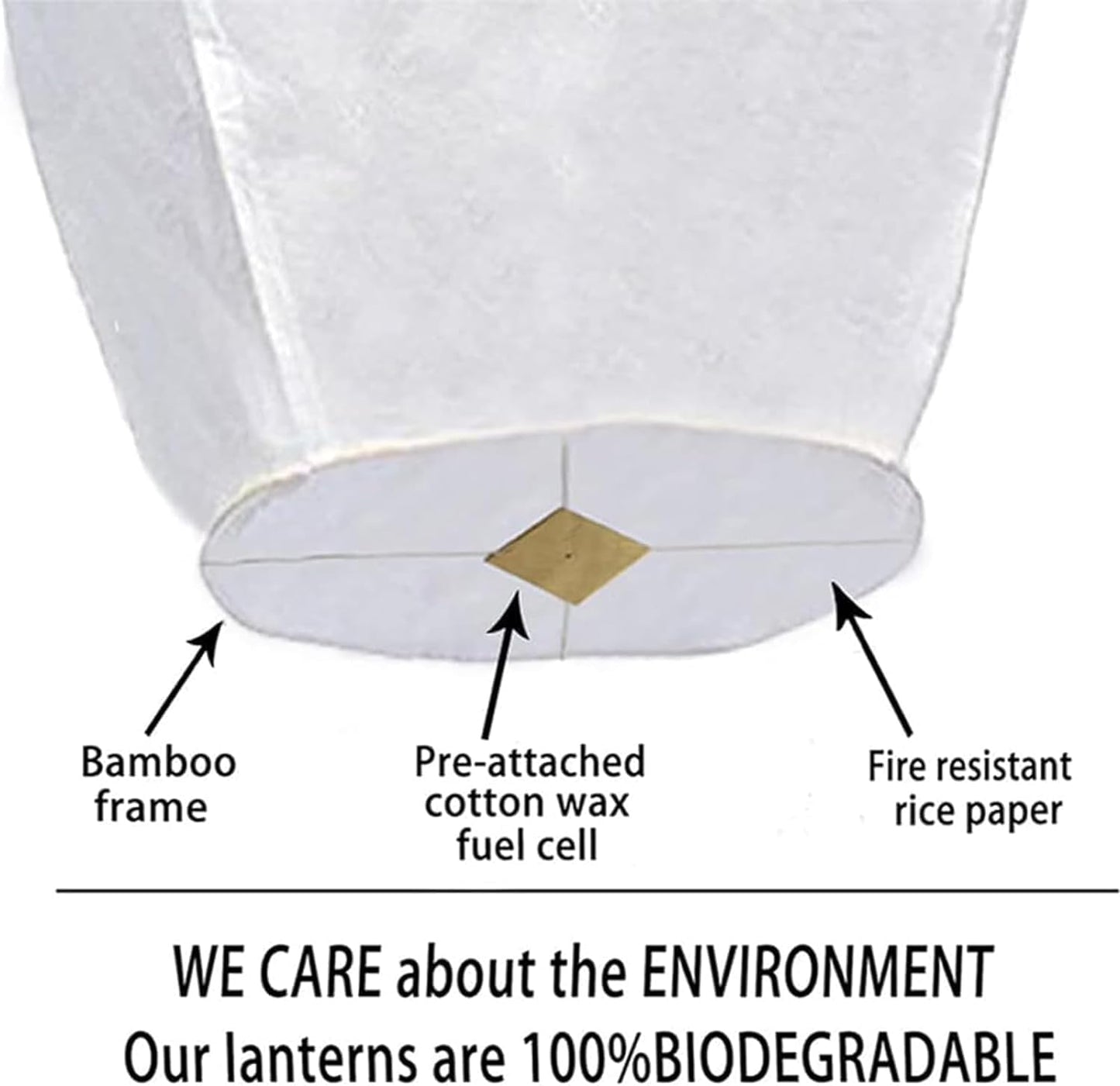 Sky Chinese Lanterns 10Pack Sky to Release in Memory Love Color Large Memorial Paper Lanterns Birthday Wedding Funeral Christmas to Make Wishes (White)