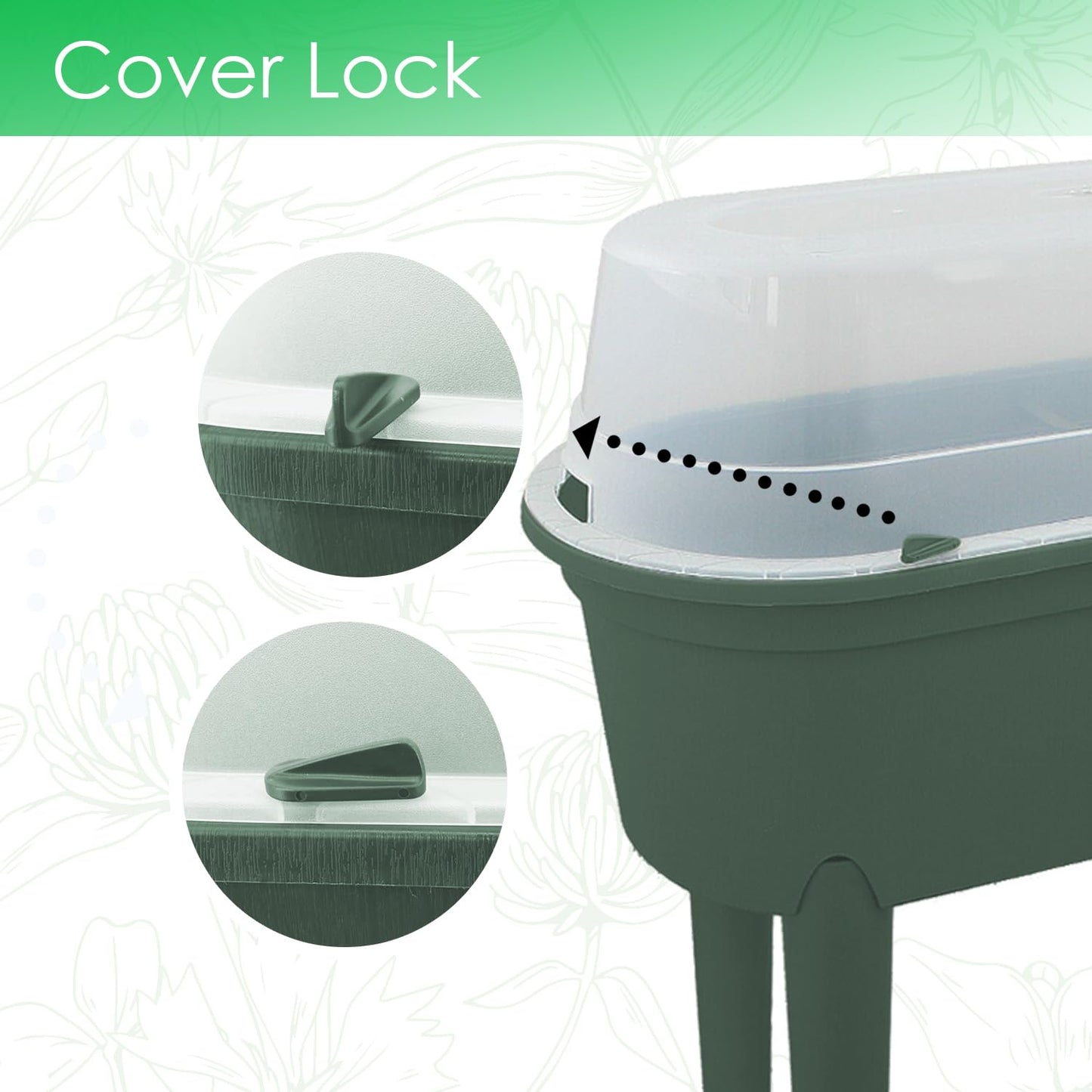 GEEZY Raised Garden Bed Planter Box Outdoor Patio Greenhouse Flower Vegetable Grow Box with Lid & Legs Green - Durable, Portable & Versatile Planter for Small Spaces & Easy Planting & Care