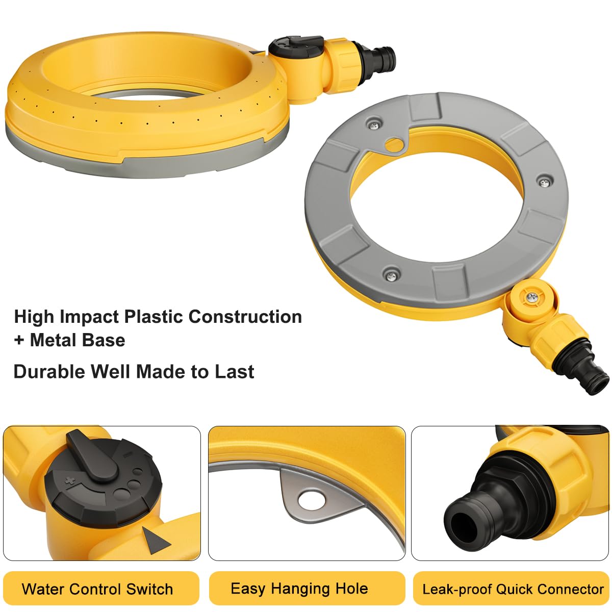 FANHAO Ring Base Sprinkler for Yard, 2 Pack Automatic Garden Sprinklers for Small to Medium Areas, 360 Degree Round Lawn Sprinklers with Gentle Water Flow for Lawn Grass Patio Irrigation