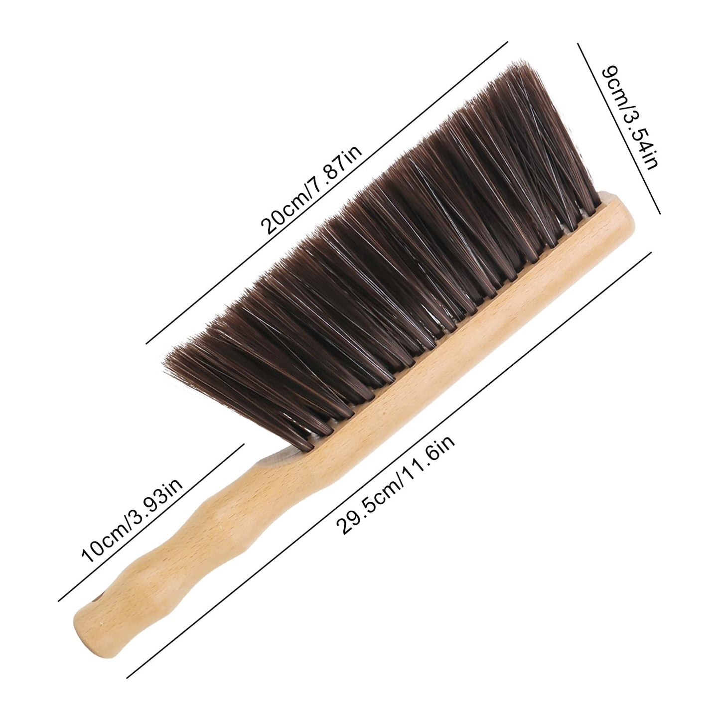 DMJJSD® 2Pcs Hand Brush, Beech Wood Soft Brush -11.8" Hand Broom Natural Solid Wooden Round Handle Brushes, 5 Rows of Soft Bristle Dust Brush Soft Broom for Counter Bed Sofa Bed Pet Fireplace Car