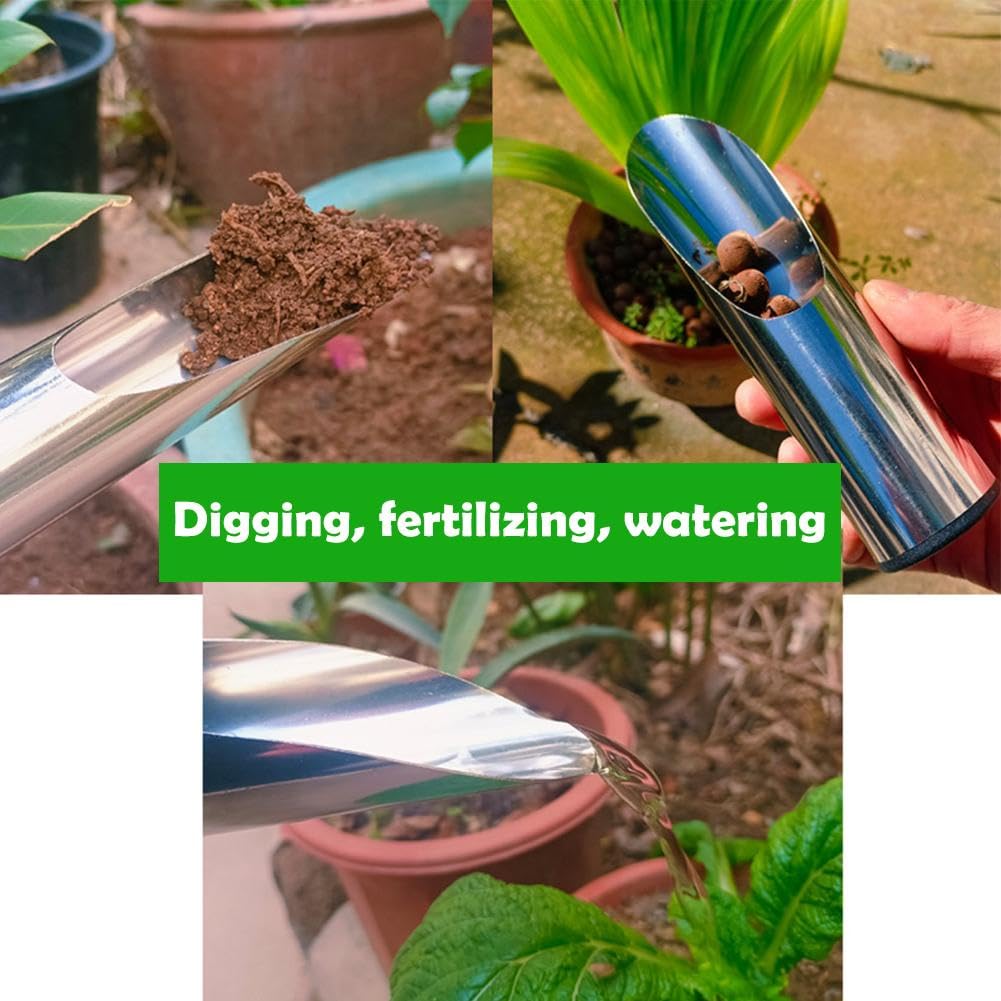 Stainless Steel Bonsai Soil Scoop Gardening Tool,Reusable Bonsai Soil Scoops,Bucket Shovel Bonsai Soil Scoop,Garden Soil Scoops,DIY Bonsai Plant Helper Garden Tool for Digging Fertilizer Feed Scooper