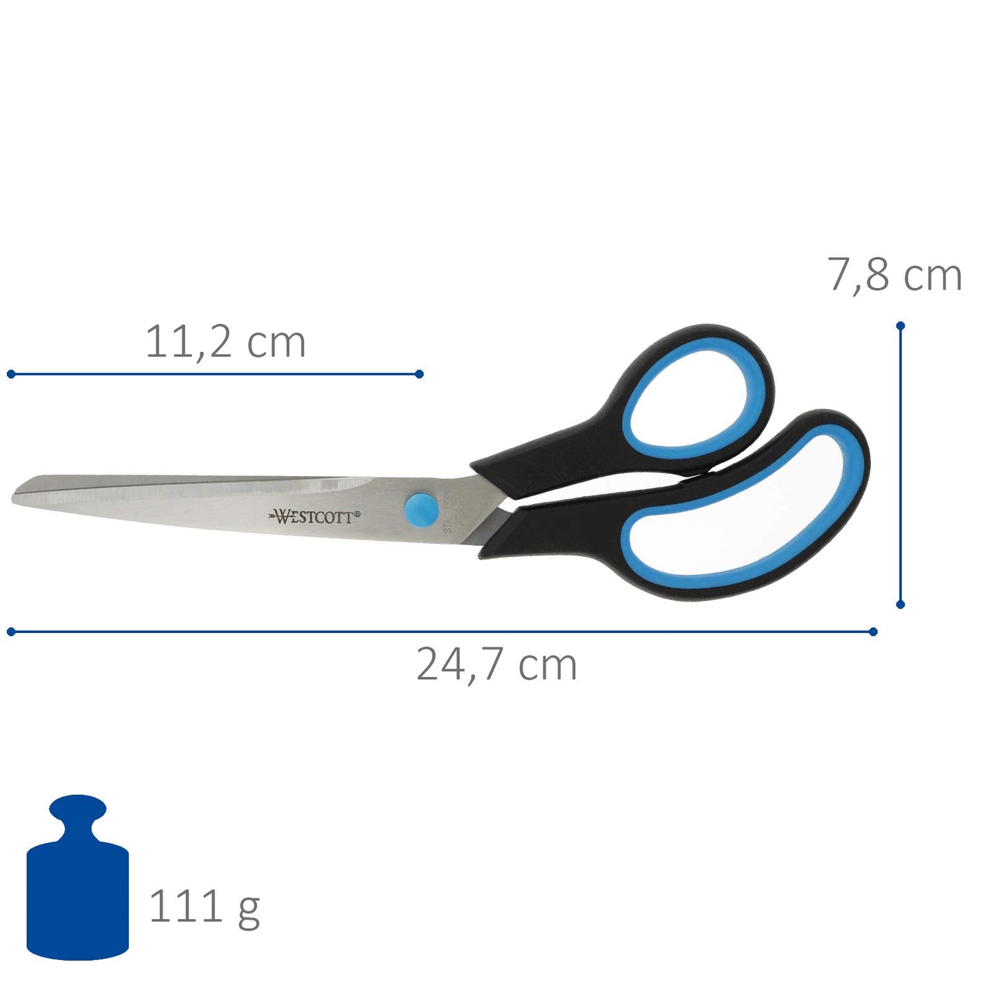 Westcott 9 inch Easy Grip Soft Grip Scissor - Black/Blue