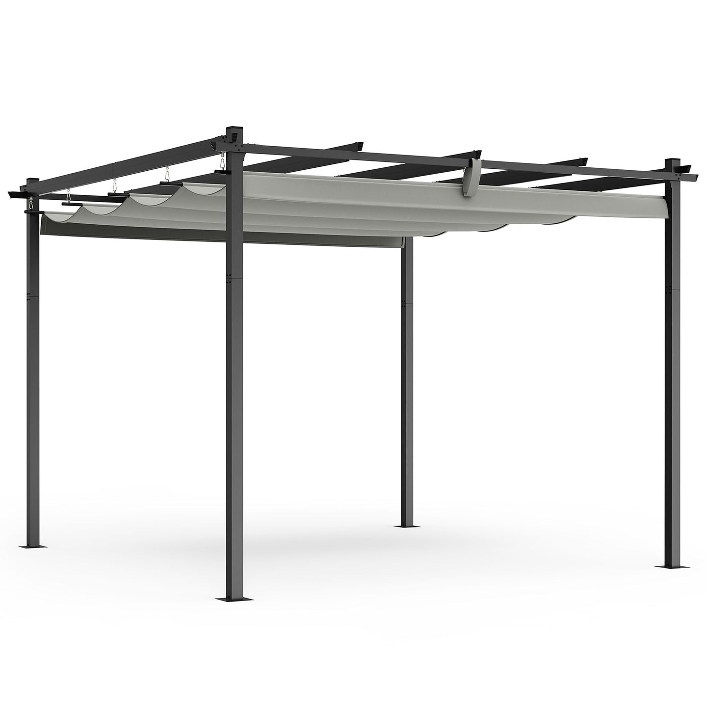 VonHaus Pergola with Retractable Roof 3 x 3 x 2.2m – For Garden, Outdoor, Patio – Weatherproof, Removable Polyester Canopy, Carry Bag for Canopy, 2 Person Assembly, Powder Coated Steel Material