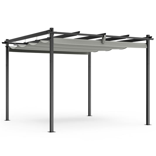 VonHaus Pergola with Retractable Roof 3 x 3 x 2.2m – For Garden, Outdoor, Patio – Weatherproof, Removable Polyester Canopy, Carry Bag for Canopy, 2 Person Assembly, Powder Coated Steel Material