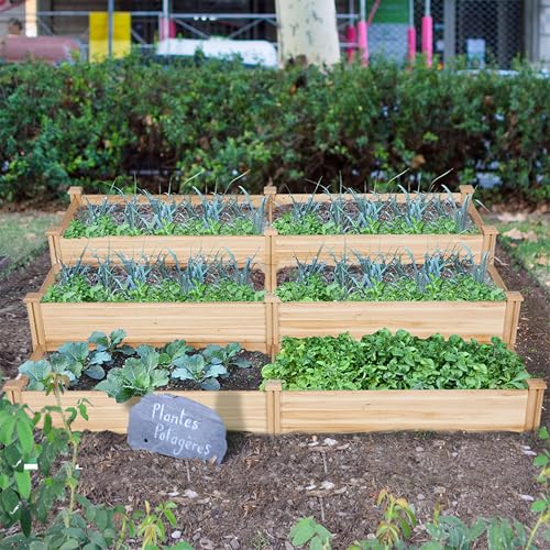 Yaheetech 8×2ft Wooden Horticulture Raised Garden Bed Divisible Elevated Planting Planter Box for Flowers/Vegetables/Herbs in Backyard/Patio Outdoor, 245.5 x 62.5 x 27cm