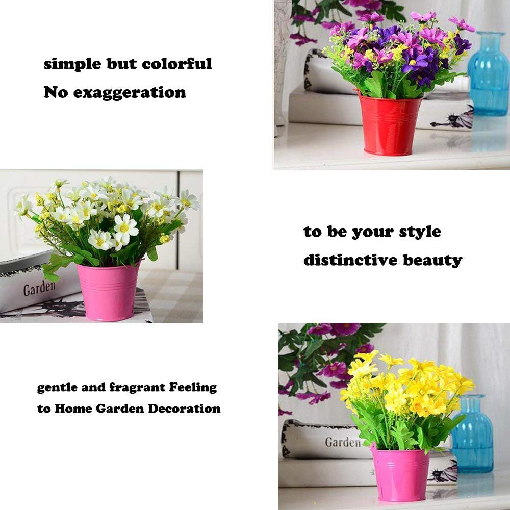 Dproptel 2-in-1 Portable Flower Pots - Sand bucket, Iron Hanging Flower Pots, Balcony Garden Pots Wall Planters Metal Bucket Flower Holders with Detachable Hooks - 8 Colors Set