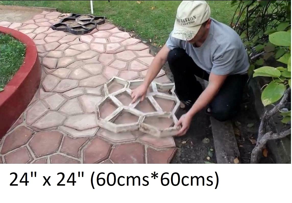 Garden Paving Pavement 24''x24'' (60 x 60 cms) Big Mold Patio Concrete Stone Path DIY Walk Path Way Maker Mould