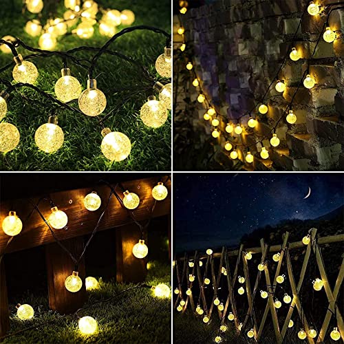 Garlocht Solar Garden Lights Outdoor Waterproof, 50LED 7M/23Ft Solar Fairy Lights, Crystal Ball Lights with 8 Modes, Decorative Lighting for Home, Yard, Patio, Party,Christmas (Warm White)