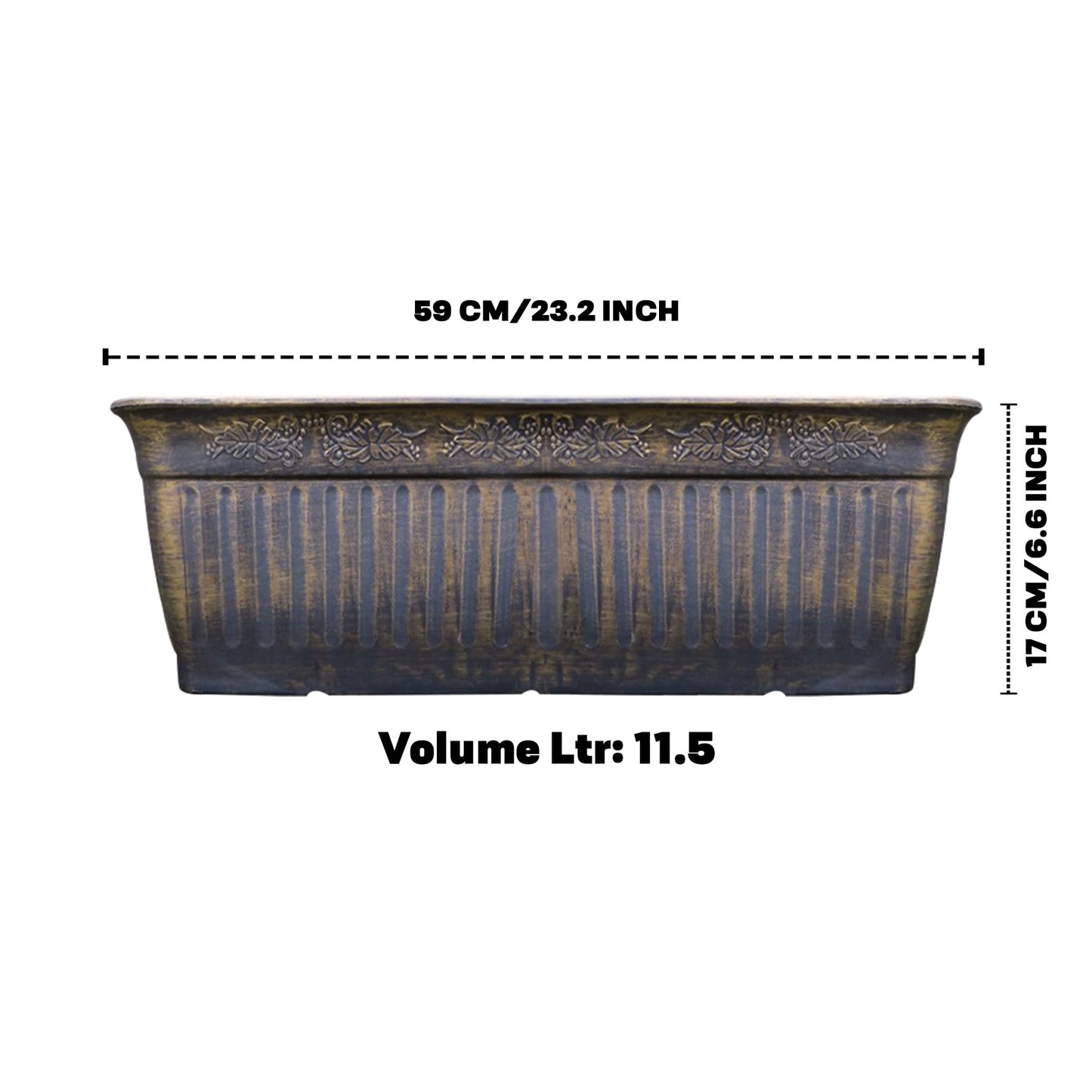 SG Traders 2 x Plastic Floral Fluted Garden Trough Long Window Box Planter Flower Box Plastic Vegetable Planters Pot Herb Planter for Windowsill Patio Garden Home Decor Flower Bed 59cm