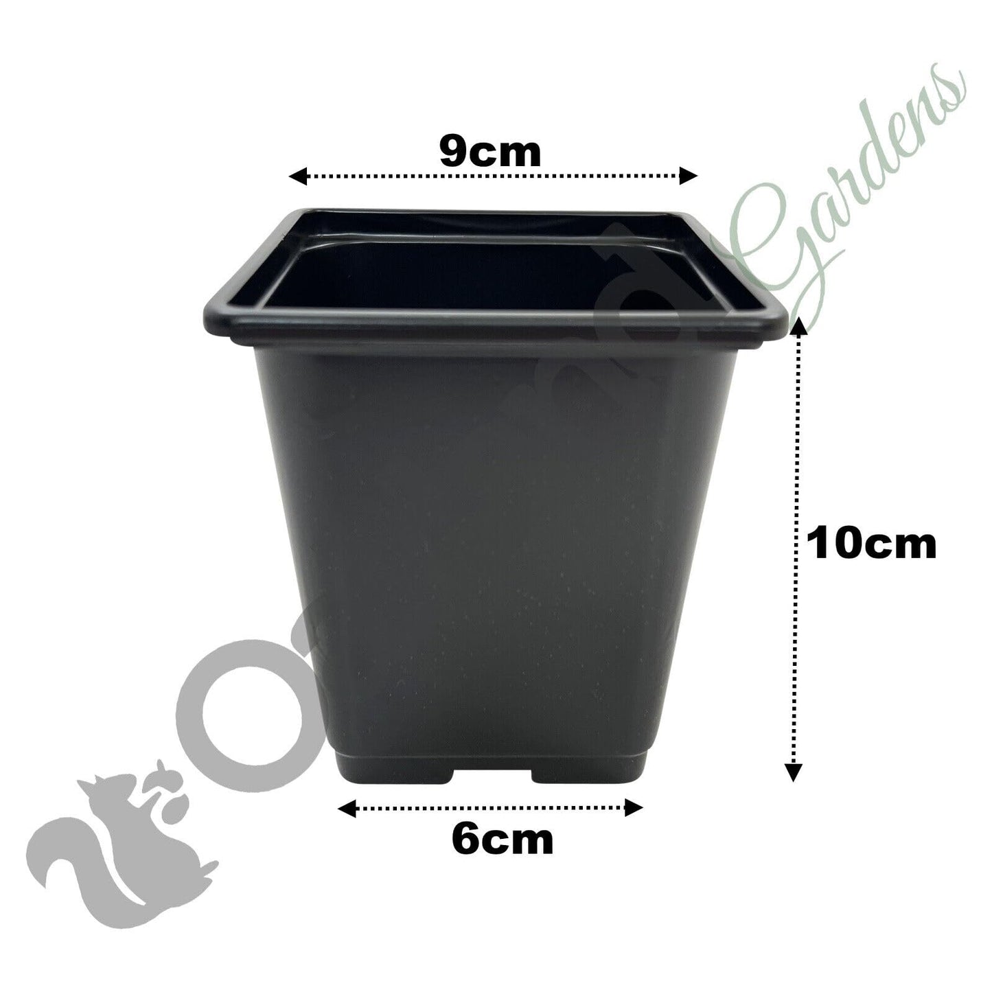 Oakland Gardens Premium Square Plastic Plant Hydroponic Pots - 9cm Plant Pots | Pack of 100