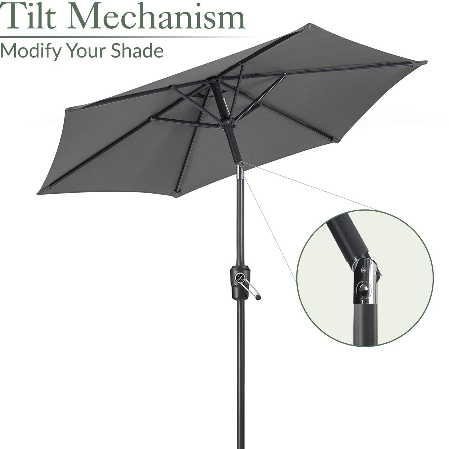 CHRISTOW Tilting Garden Parasol Umbrella UV Protective Polyester Canopy With Crank Handle