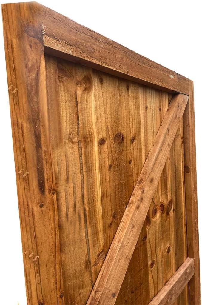 Garden Gate, Pedestrian Wooden Gate Pressure Treated, Wooden Feather Edge Garden Door 6ft Height 2 Feet Width 2 inches Depth (180cm High x 75cm Wide x 6cm Deep)