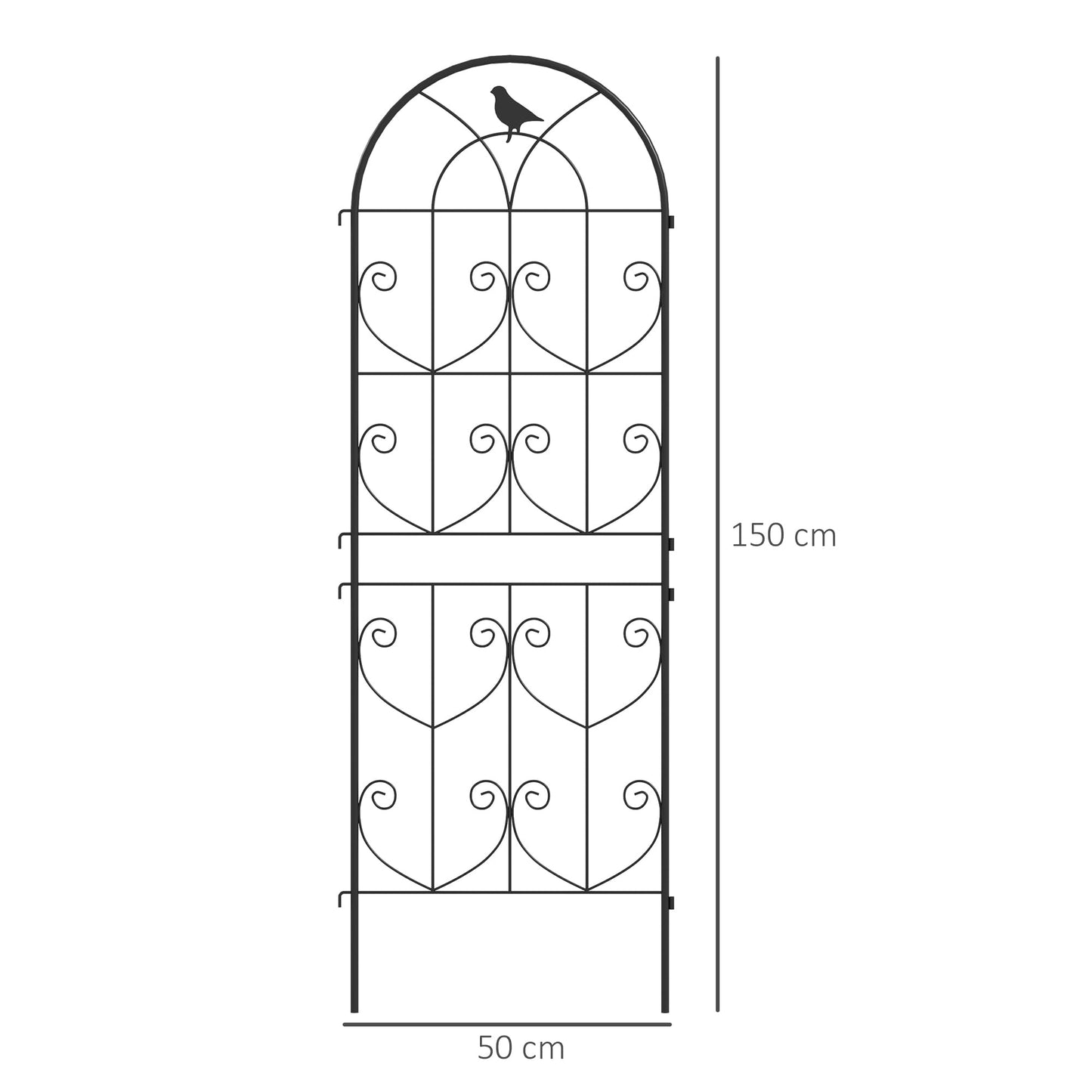 Outsunny Set of 2 Metal Garden Trellis, Decorative Trellis Panels for Climbing Outdoor Plants, Vegetables, Vines, Flowers, 150 x 50cm