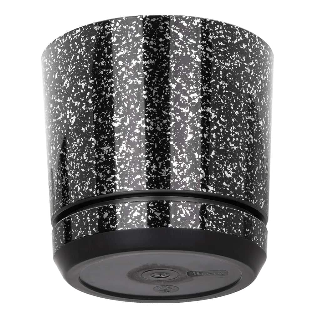 KORAD Black with Silver Flecks Indoor Plant Pots 6 sizes – Plant Pot Planter with Drainage Holes and Matching Saucer for All Houseplants – Modern Home Decor Round Flower Pot (26 cm)