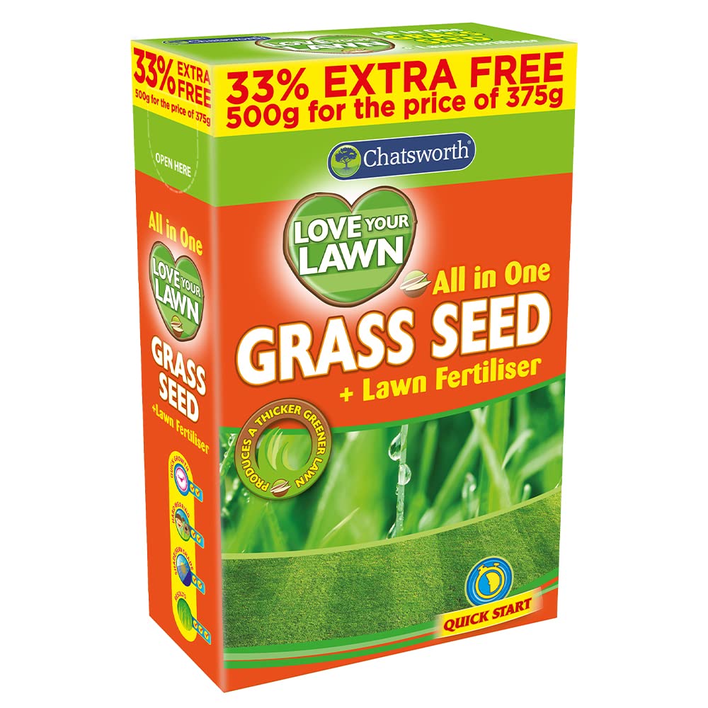 Chatsworth Love Your Lawn Grass Seed, Ready To Use, 500 G, Clear