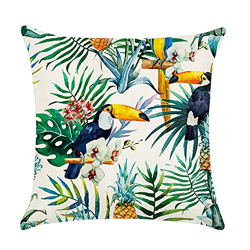 Cushion Covers 45 x 45 cm，Set of 4 pillow cover Cotton and Linen Pillow case Cushion Covers for Sofa garden bed couch cushions(Flower-7)