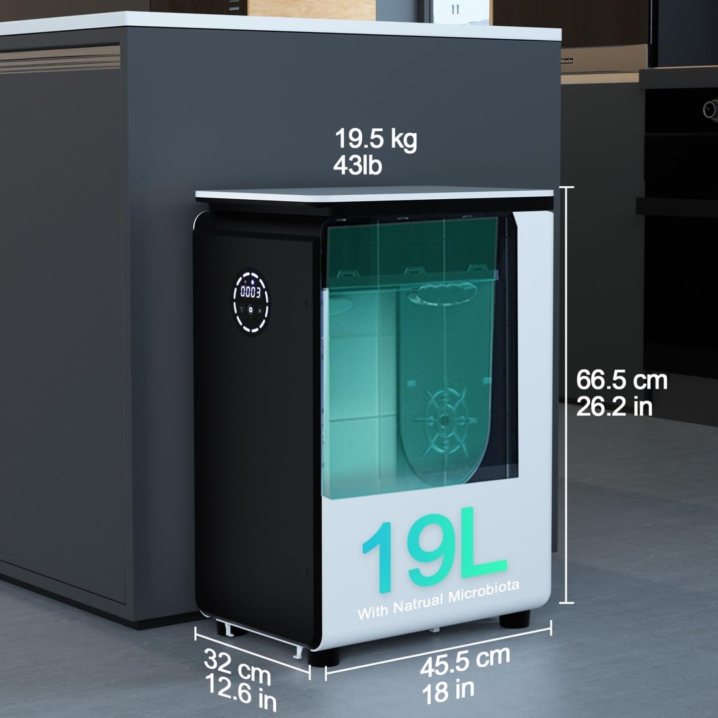 GEME World First Compost Bio Smart 19L Electric Composter for Kitchen, No Need to Change Filter, Not Dehydration Tec, Add Waste Anytime, Electric Compost Bin Kitchen, Food Cycler Real Compost