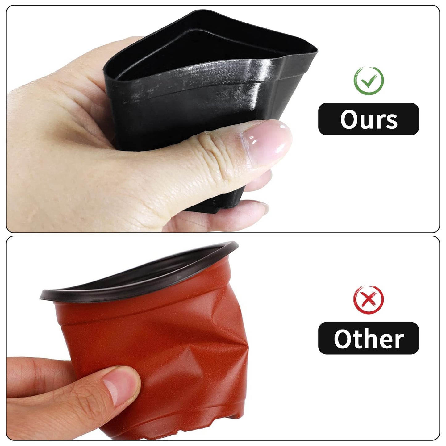 Muzhira Pots for Seed Starting/Cuttings, 5.5cm 50pcs Plastic Square Plant Nursery Pots,Seed Pot Flower Plant Container for Fruit, Vegetable, Plant, Succulents, Seedlings, Cuttings, Transplanting