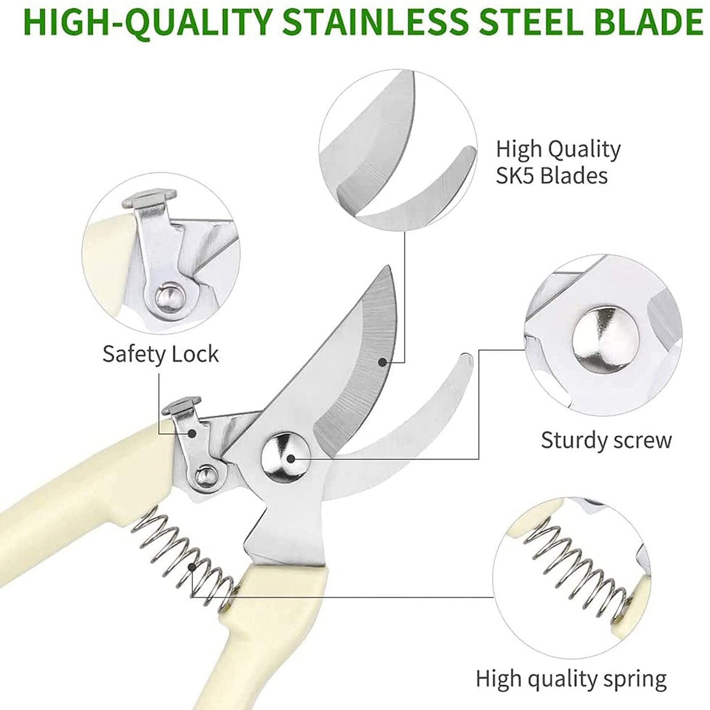 Garden Pruning Garden Secateurs Hand Pruners Pruning Shears for Branches, Flowers,Fruits Picking, Trimming Plants, Bonsai (Plastic)